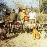 Hunters posing with pheasants they shot